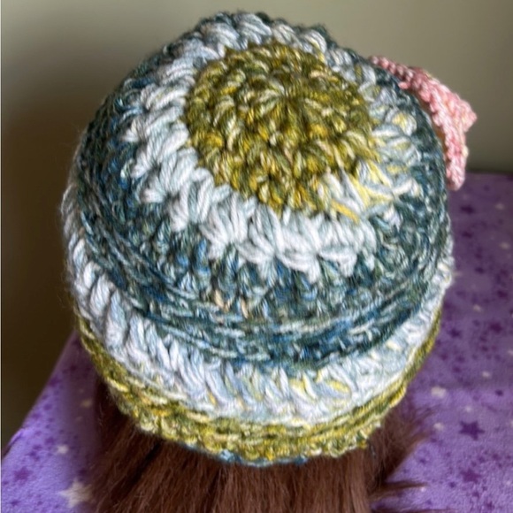 Crochet newsboy medium rose hat soft acrylic yarn new beautiful - Picture 8 of 13